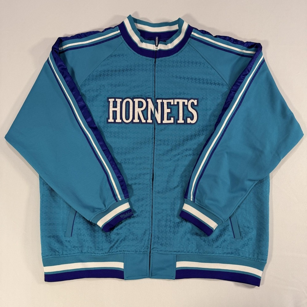 Charlotte Hornets Jacket Mens 3XL Blue NBA Basketball Mitchell & Ness Full Zip